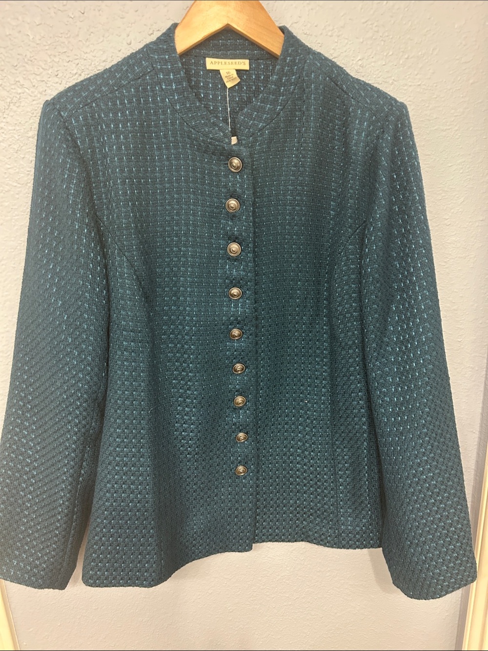Appleseed's Teal Textured Button-Front Jacket